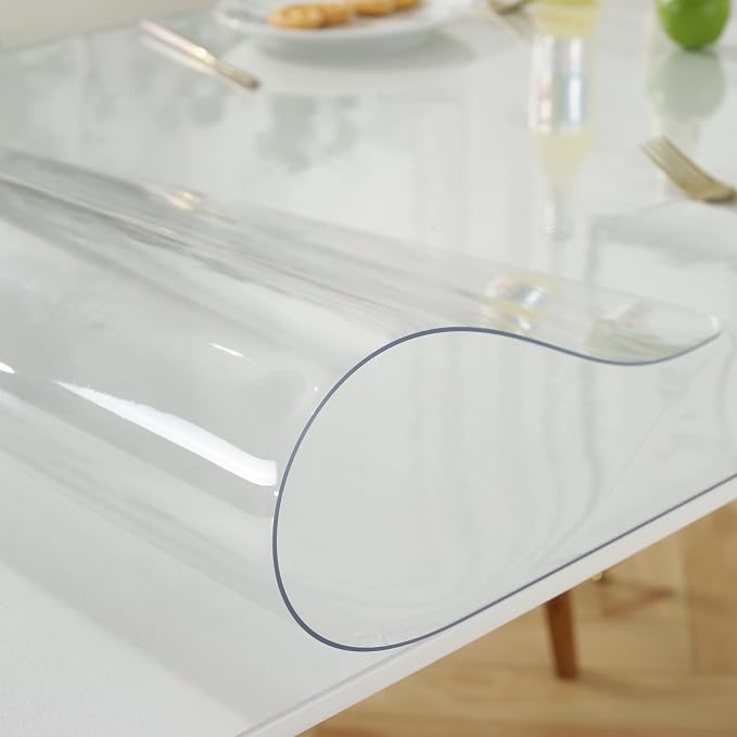 LovePads Clear Table Cover Protector 42 x 72 Inch, 1.5mm Thick Plastic Table Cover, Table Protector for Dining Room Table, Waterproof Vinyl Tablecloth Table Pad Mat for Kitchen, Dresser, Writing Desk
