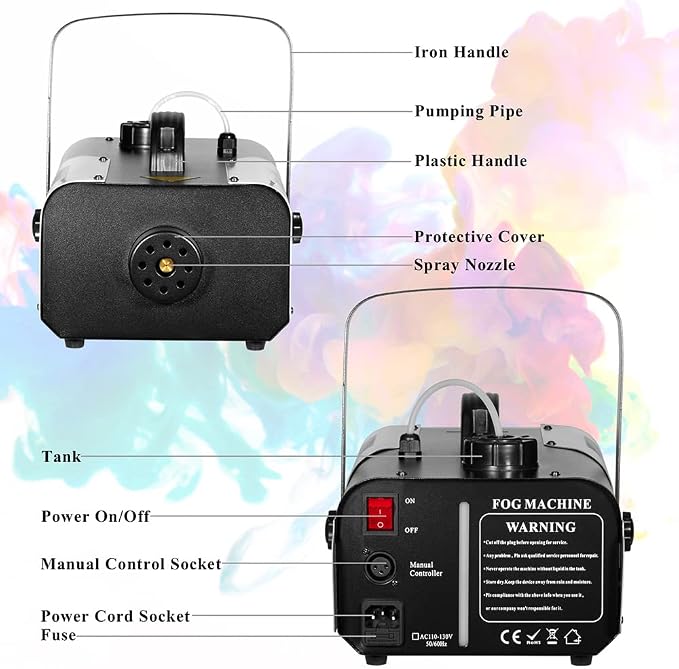 Fog Machine 1000W with Wireless Remote Control and Manual Control, Professional Stage Smoke Machine for DJ Concert Halloween