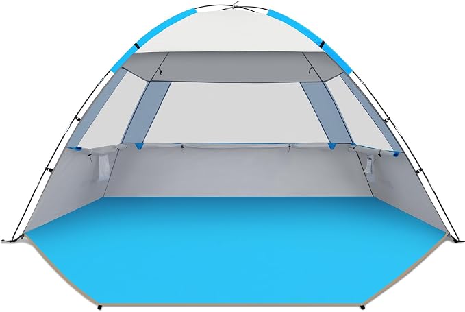 Gorich Beach Tent Sun Shelter for 3/4/6/8/10 Person with UPF 50＋ UV Protection, Lightweight & Easy Setup Beach Shade Canopy, Portable Beach Shade Tent Beach Cabana