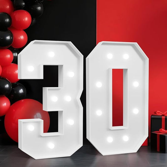 2FT Marquee Numbers 30, Light up Numbers for 30 Birthday Decoration, Large Light Up for 30 Years Old Birthday Party, Anniversary Party Decor Birthday Sign, Pre-Cut Foamboad Mosaic DIY