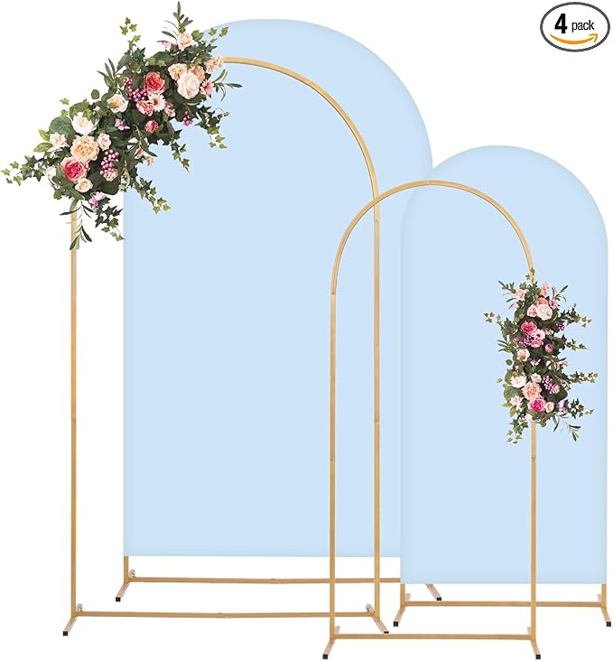Toolterritary Metal Arch Backdrop Stand and Cover Set, 8FT, 6.6FT Party Backdrop, Easy to Assemble, Backdrop Stand for Parties, Birthday, Baby Shower
