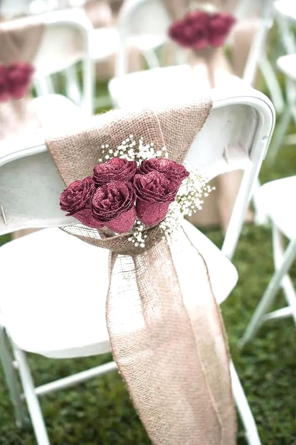 Rose Gold Flowers, 30PCS Glitter Roses Bouquet Artificial Roses with Stems for Crafts Wedding Bouquet Party Home Decor(Rose Gold)