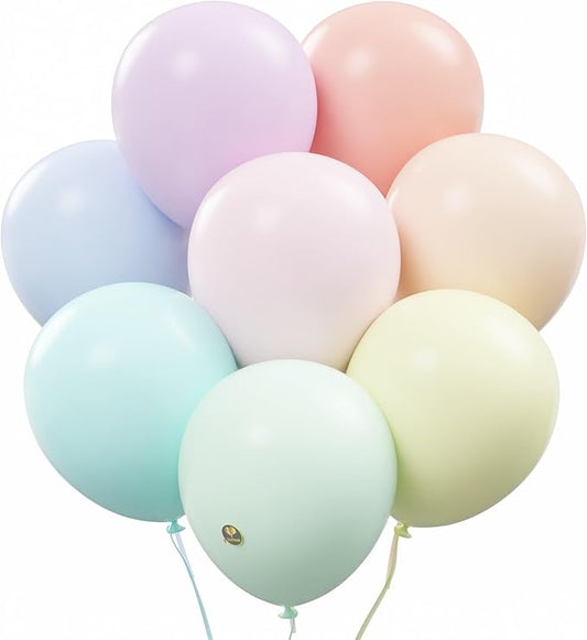 AFTERLOON® Biodegradable Balloons 24 pcs Pastel Assorted 12 Inch, Matte Color Thickened Extra Strong Latex Helium Float, Colorful Bulk Color ballon Globos Para Decoration De Fiestas Kids Rainbow