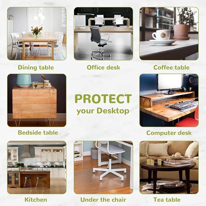 47 Inch Round Clear Table Cover Protector, 2mm Thick Round Clear Table Protector for Dining Room Table, Waterproof Round Plastic Vinyl Table Pad