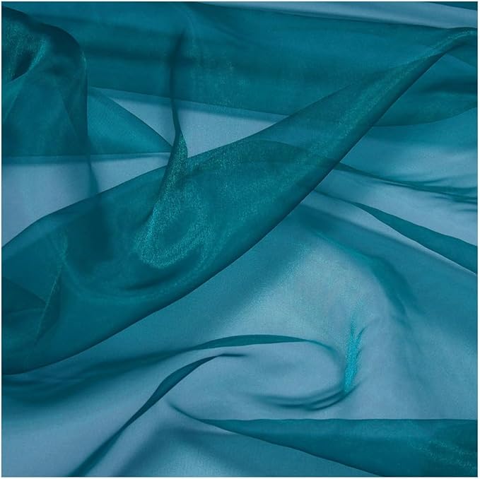 MDS Pack of 45 Yard Sheer Organza Fabric for Wedding Party Home Event Banquet Decorations, Backdrop Curtain Craft Dress Sewing Fashion DIY Crystal Organza Tulle Fabric Bolt 44” Wide - Dark Teal