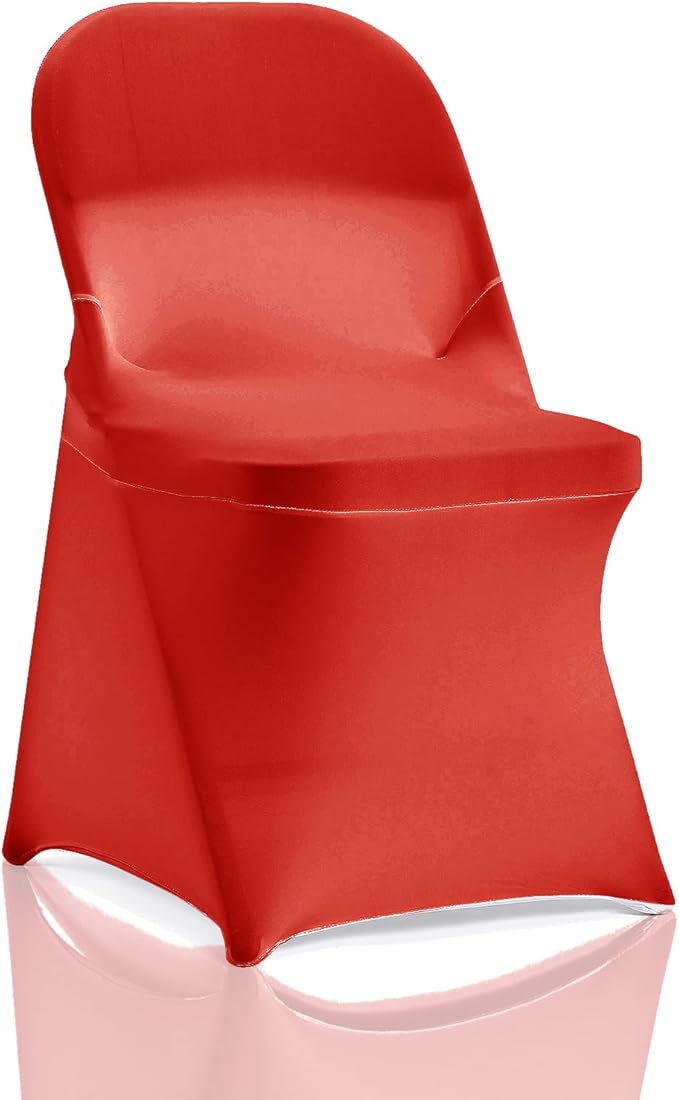 12 PCS Waterproof Stretch Spandex Folding Chair Covers, Dining Room Chair Slipcovers Protector for Wedding, Banquet, Party, Holidays, Celebration and Decoration（Red）