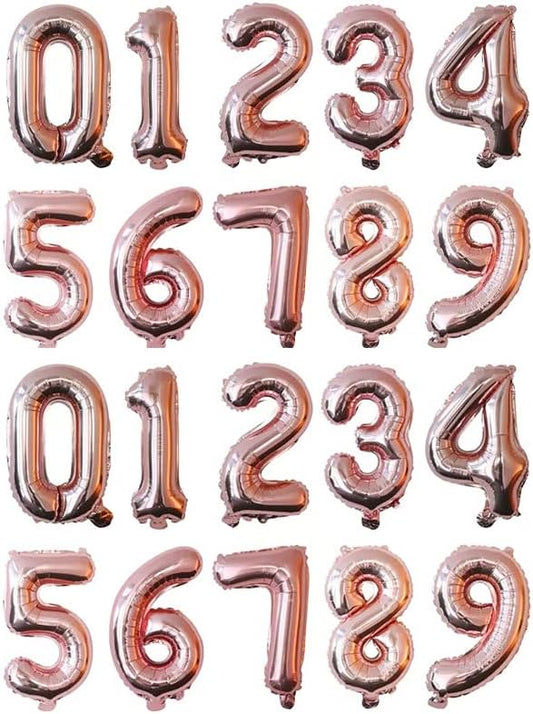 40 Inches Numbers 0-9 Rose Gold Foil Mylar Big Balloon Birthday Party Décor Event Decorations Supplies(2 sets)