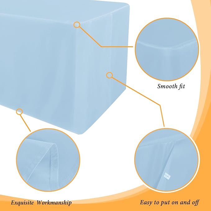 Obstal 2 Pack Table Clothes for 6 Foot Rectangle Tables - Water Resistant Washable Fabric Polyester Rectangle Table Cover Protector for Wedding, Banquet and Trade Shows, 72L x 30W Inches, Dusty Blue