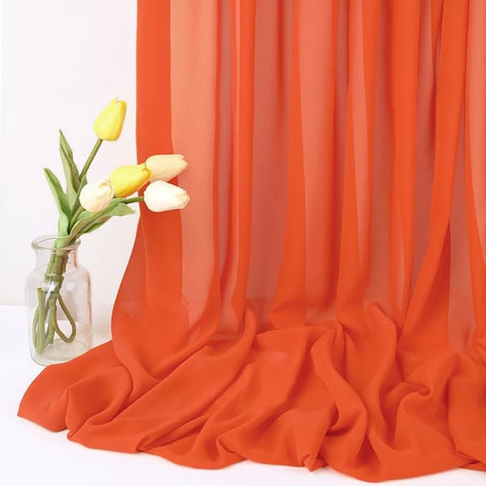 5 Yard Burnt Orange Chiffon Fabric by The Yard, 58 Inch Wide Elegant Sheer Chiffon Fabric for Wedding Costume Sewing Clothing Crafting Table Runner DIY Project