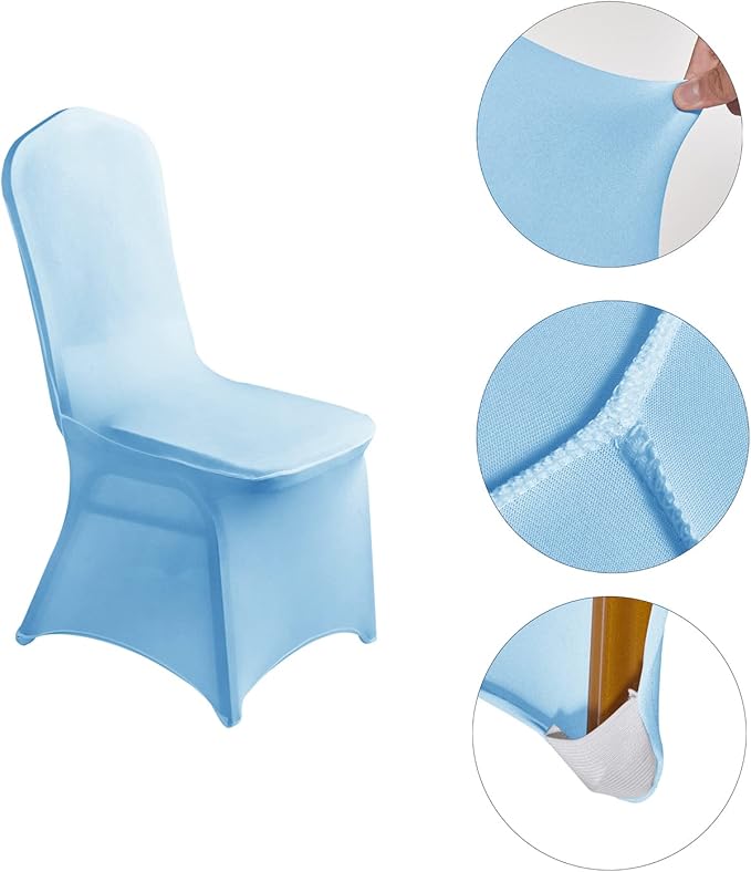 LZY 20pcs Spandex Chair Cover Stretch Slipcovers for Wedding Party, Dining Banquet Chair Decoration Covers (Blue Mist, 20)