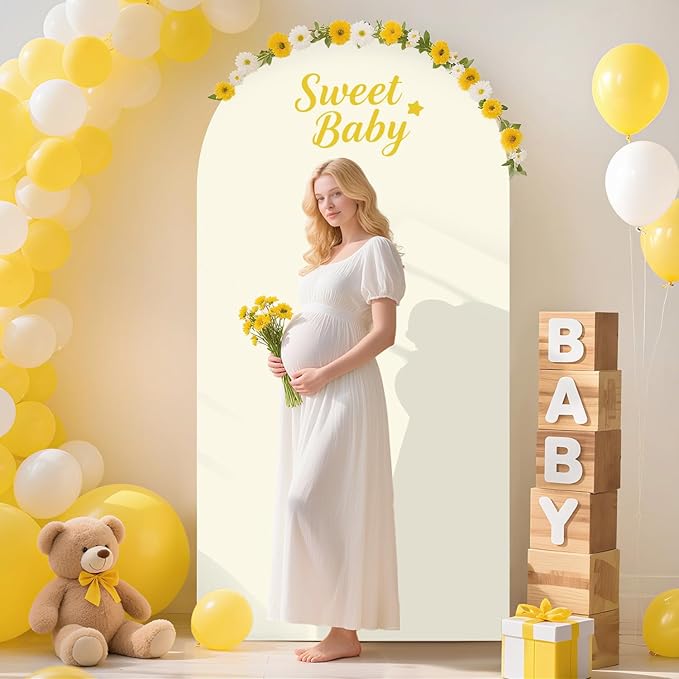 FOTSHARER Ivory Arch Cover 3.3x6.6FT Spandex Arch Cover Fitted Wedding Arch Backdrop Stand Cover Chiara Wall Covers for Arch Backdrop Cream Arch Covers for Birthday Party Ceremony Balloon Decoration