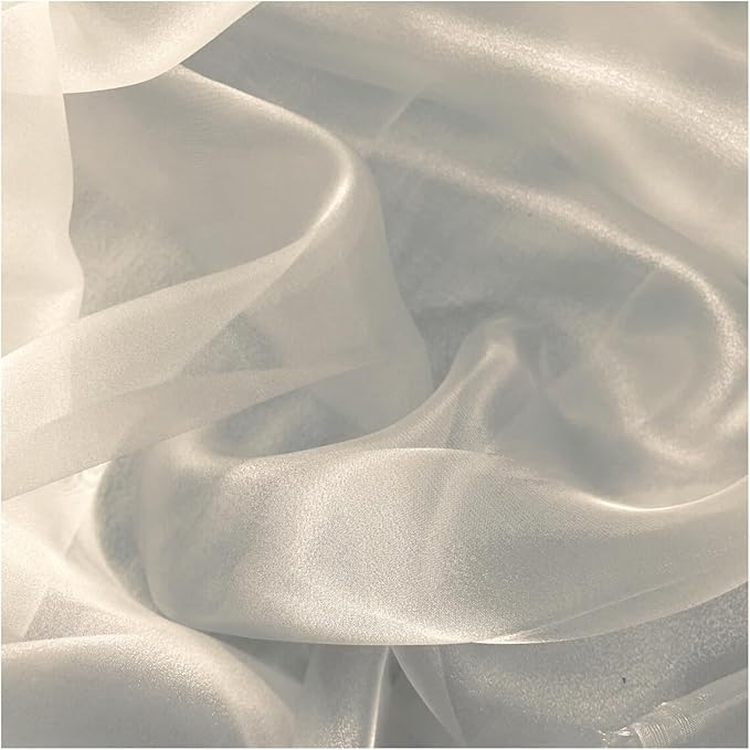 MDS Pack of 35 Yard Sheer Organza Fabric for Wedding Party Home Event Banquet Decorations, Backdrop Curtain Craft Dress Sewing Fashion DIY Crystal Organza Tulle Fabric Bolt 44” Wide - Cream