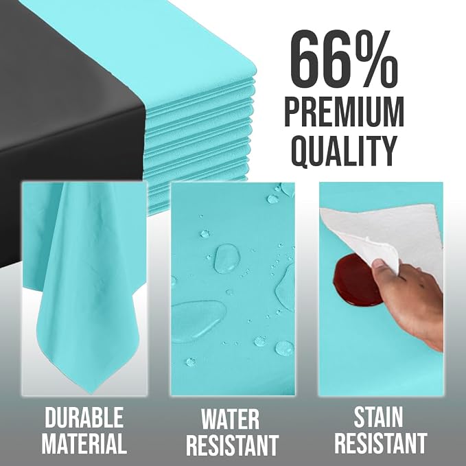 Exquisite Aqua Blue Round Tablecloths Plastic Table Cloth Disposable 48 Pack 84" Inch Round Table Cloth Disposable Aqua Blue Tablecloths Plastic Tablecloth Indoor/Outdoor Tablecloth Party Supplies