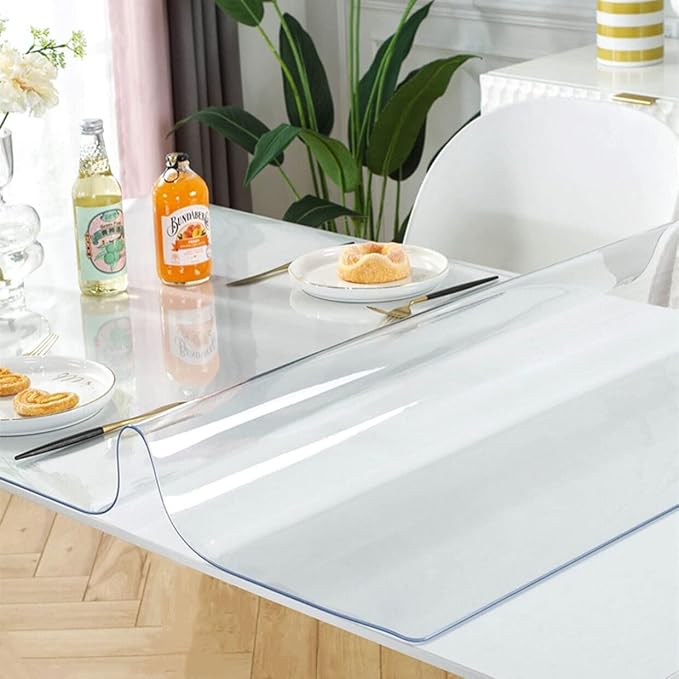 OstepDecor Clear Table Cover Protector 29 x 59 Inch, 1.5mm Thick Plastic Table Cover, Dining Table Protector Pad, Waterproof & Easy Cleaning PVC Desk Mat for Dresser, Coffee & Kitchen Wooden Tabletop