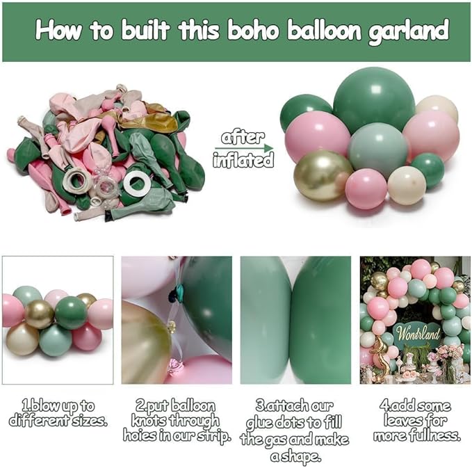 Sage Green Pink Balloon Arch Kit Double Stuffed Dusty Green Pastel Pink White Sand Gold Balloon Garland Light Olive Cream Balloons for Baby Shower Birthday Wedding Spring Wildflower Fairy Party Decor
