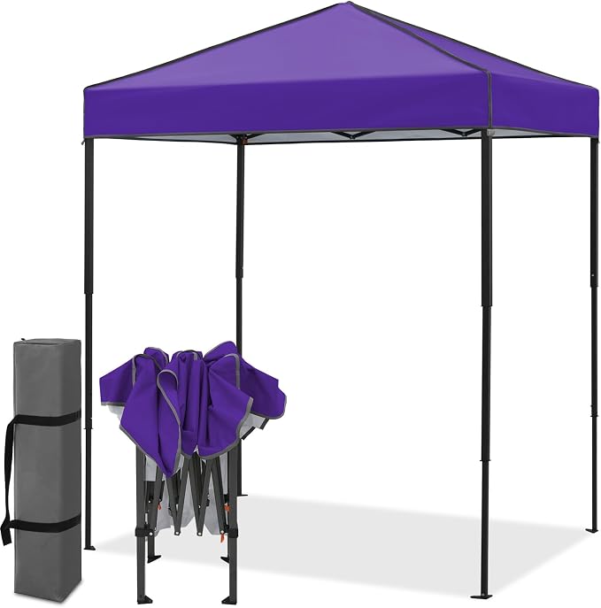EAGLE PEAK 6x4 Instant Pop Up Canopy Tent, Straight Leg Sun Shelter, Portable Canopy with Carry Bag for Camping, Beach & Sports, Purple