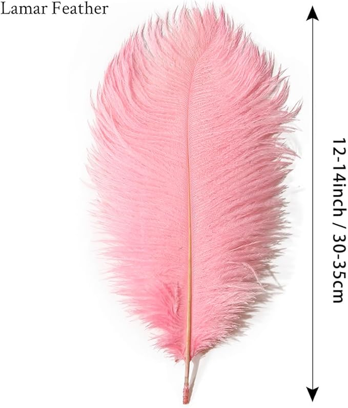 Lamar 20Pcs 12-14'' Pink Ostrich Feathers for Wedding Centerpieces, Carnival, Mothers Day Gifts, Party Decor, Floral Arrangement, Bohemian Home Decor (Light Pink)