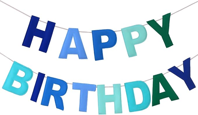Mindsoft Felt Happy Birthday Garland Rainbow Banner Reusable Happy Birthday Sign Party Supply for Party Decor(Blue Color,Normal)