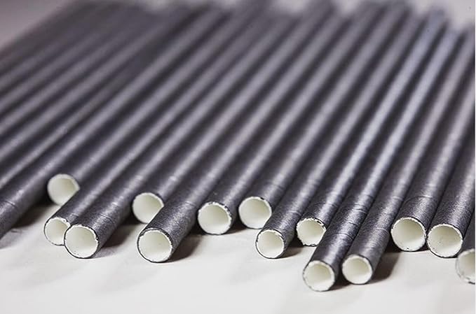 GDMINLO 100 Pack Paper Straws Black Eco-Friendly Drinking Biodegradable for Party Supplies, Bridal/Baby Shower, Birthday, Mixed Drinks, Weddings, Restaurant, Food Service