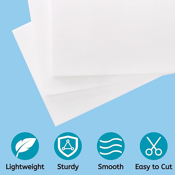 YOUEON 7 Pack Craft Foam Blocks, 17x11x1 Inch White Foam Rectangle Blocks, Polystyrene Sheets, EPS Boards for Arts and Crafts, Sculpting, Modeling, School, Home