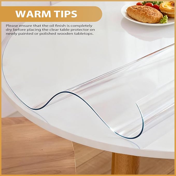 28in Round Clear PVC Table Protector 2mm Waterproof Pad | Clear Desk Cover, Clear Desk Mat, Table Cover Tablecloth Protector Rectangle, Table Protector for Dining Room Table