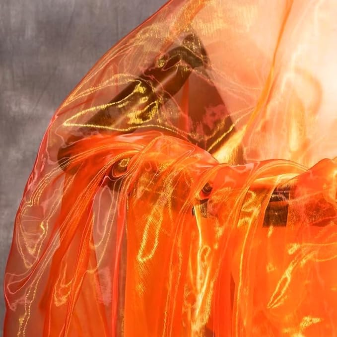 YYCRAFT Two Tone Sheer Organza Fabric by The Yard for Curtain Weddings Decor 20 Yards, Orange