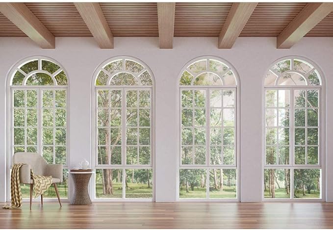 Yeele 15x10ft Business Office French Sash Window Backdrop Living Room Sofa Wooden Floor Photography Background Interior Room Modern Apartment Video Conferencing Photo Studio Props