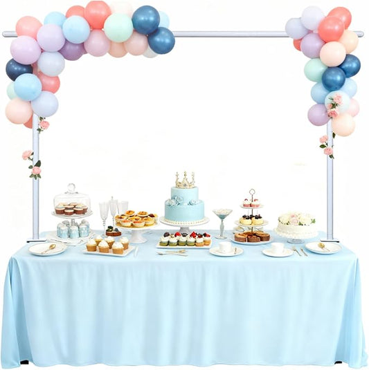 Beyeutao Over the Table Rod Stand with Clamps White Table Arch Adjustable Rod Stand H16-45 L16-87 Balloon Frame Hanging for Party Anniversary Wedding Birthday Garden Arbors Christmas Halloween