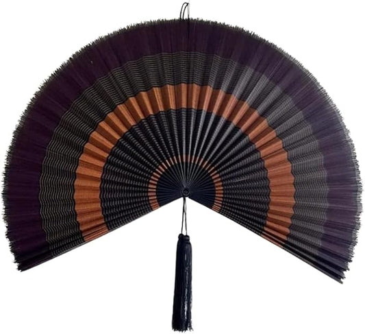 ChumDecor Fan Wall Decor, Large Bamboo Fans for Boho Hanging Headboard, Decorative Folding Fans for Over Bed, Asia Trending (Ebony 31inch)