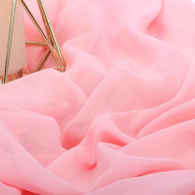 DUOBAO 59" Wide Light Pink Chiffon Fabric - 5 Yards Semi-Sheer for Wedding Dresses, Backdrops, Curtains & Tablecloths (Premium Quality)