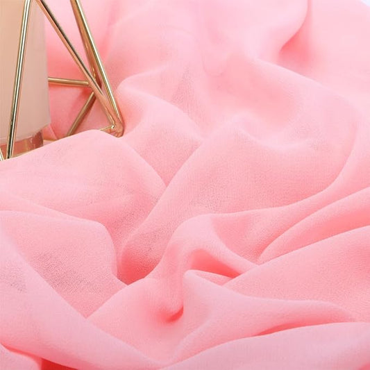 DUOBAO 59" Wide Light Pink Chiffon Fabric - 5 Yards Semi-Sheer for Wedding Dresses, Backdrops, Curtains & Tablecloths (Premium Quality)
