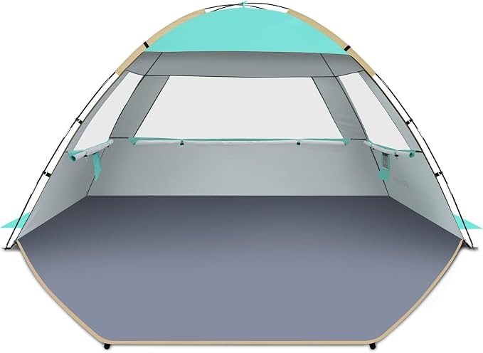 Gorich Beach Tent Sun Shelter for 3/4/6/8/10 Person with UPF 50＋ UV Protection, Lightweight & Easy Setup Beach Shade Canopy, Portable Beach Shade Tent Beach Cabana