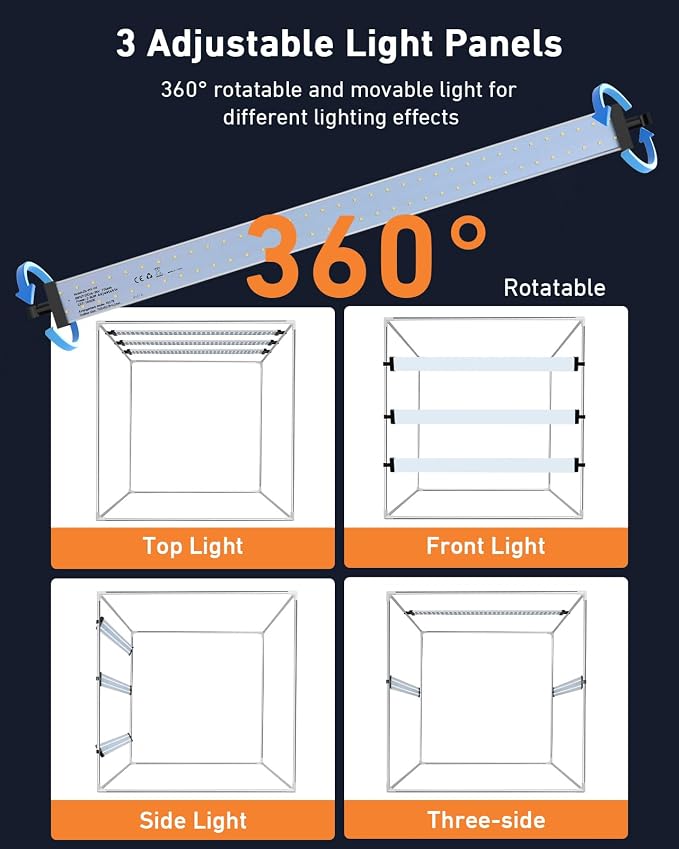 DUCLUS Light Box Photography, 32×32inch Professional Photo Studio Booth Photobox, Portable 210 LED Lightbox Shooting Tent Folding with 6 Colors Backdrops for Large Product or Jewelry Photography…