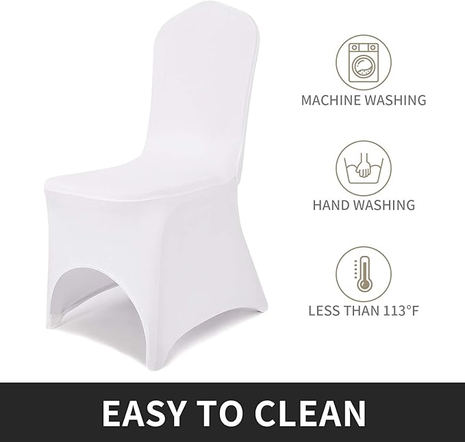 Peomeise Stretch Spandex Chair Cover for Wedding Party Dining Banquet Event with Open Back (White,6pcs)