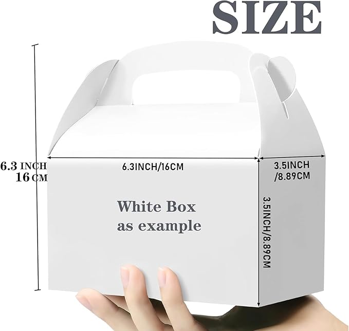 30-Pack Gold Party Favor Treat Boxes, Goodie Boxes, Gable Paper Gift Boxes with Handles. Perfect for Wedding, Birthday, Graduation, Babyshower.