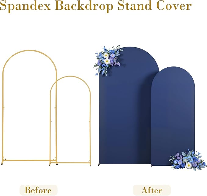 Navy Blue Arch Cover 2 Set-7.2FT, 6FT Arch Backdrop Cover Spandex Fitted Wedding Arch Stand Covers for Bridal Shower Wedding Baby Shower Birthday Party Banquet Photo Background Decorations