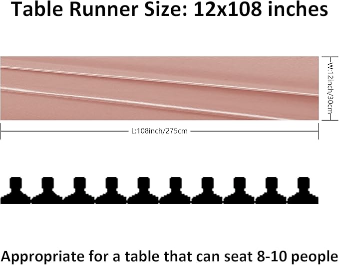 6Pack Table Runner 12 x 108 Inches Satin Silk Table Runner for Wedding, Birthday Party, Banquets, Graduations Decoration, fit Rectange and Round Table-Rose Gold