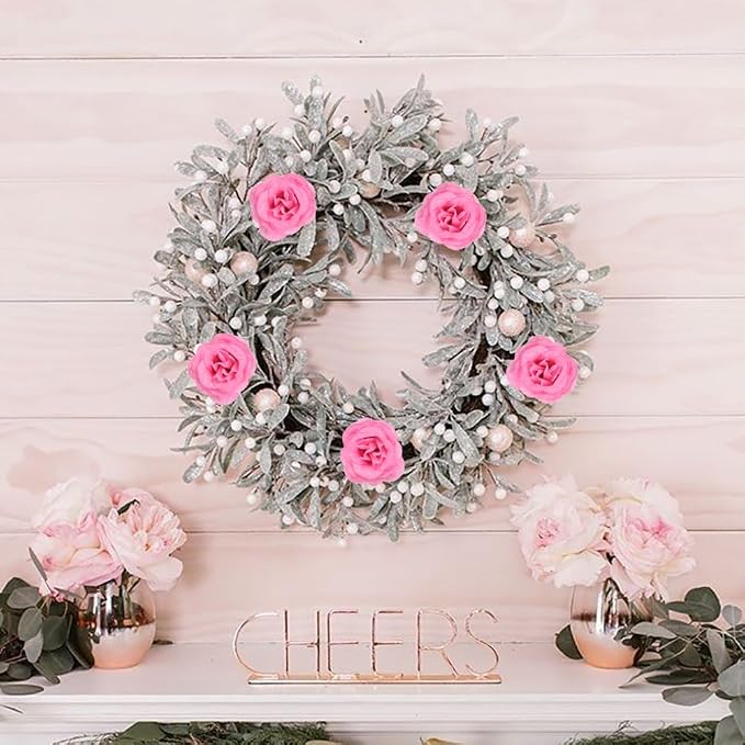 Artificial Roses,30PCS Pink Roses Glitter Roses Bouquet Fake Roses Artificial Flowers for Wedding Bouquet Party Christmas Home Decor(Pink)