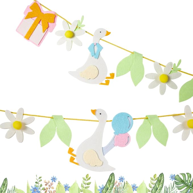 Goose Themed Felt Garland, Goose Banner for Boy Girl First Birthday Decor, Nursery Room, Baby Shower Decorations