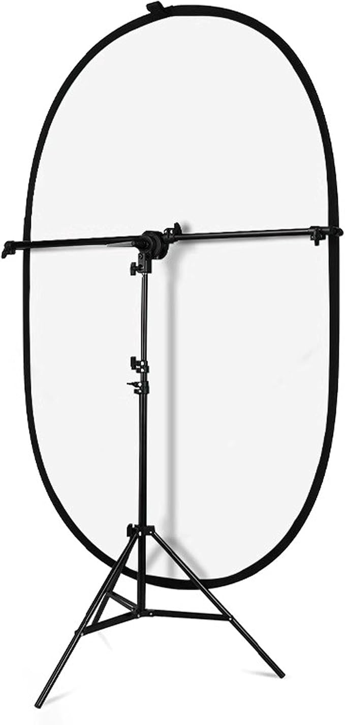 5x7ft/1.5x2m Chromakey Black White Backdrop with 7.8ft/2.4m Stand, 2-in-1 Reversible Collapsible Pop-Up Black White Screen Background Panel for Photography Studio, Live Streaming, Video Shooting