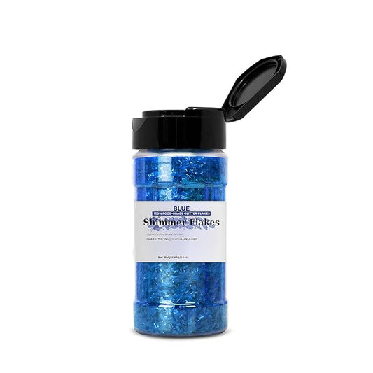 Bakell's Blue Shimmer Flakes - (45g 1x Shaker Jar) | Captivating Edible Glitter Flakes for Majestic Culinary Creations!