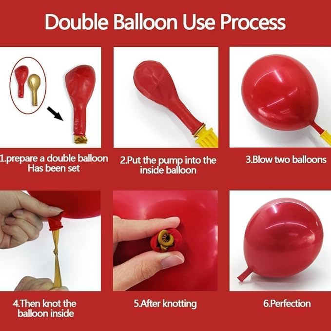 Red and Gold Balloon Garland Double Stuffed Ruby Red Gold Balloons Arch Kit With Mylar Balloon for Birthday Wedding Mother's Day Engagement Baby Shower Anniversary Party Decoration
