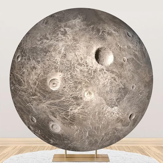 Diameter 7.2ft Universe Planet Moon Surface Round Backdrop Cover Solar System Outer Space Circle Photography Background for Kids Birthday Party Decor Adults Portrait Photo Booth Props