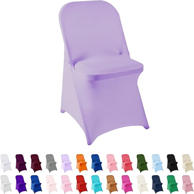 Spandex Chair Cover,12PCS,Living Room Folding Chair Covers,Removable Chair Covers Washable Protector Stretch Chair Cover for Party, Banquet,Wedding Event,Hotel(Lavender)