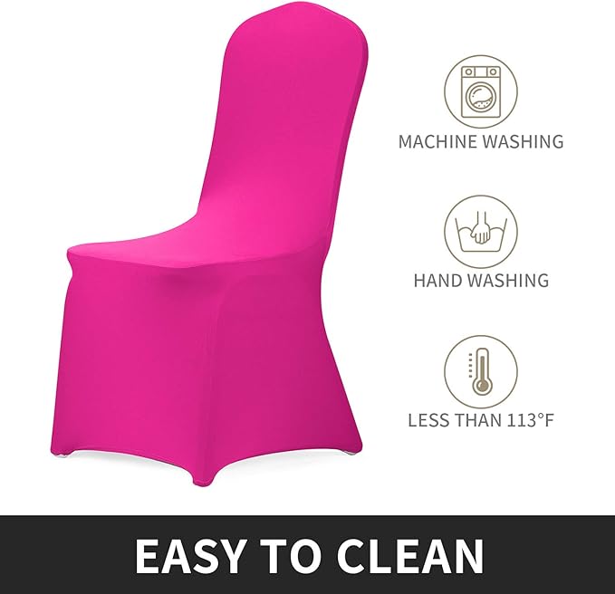 Peomeise Stretch Spandex Chair Cover for Wedding Party Dining Banquet Event (Fuchsia, 6)