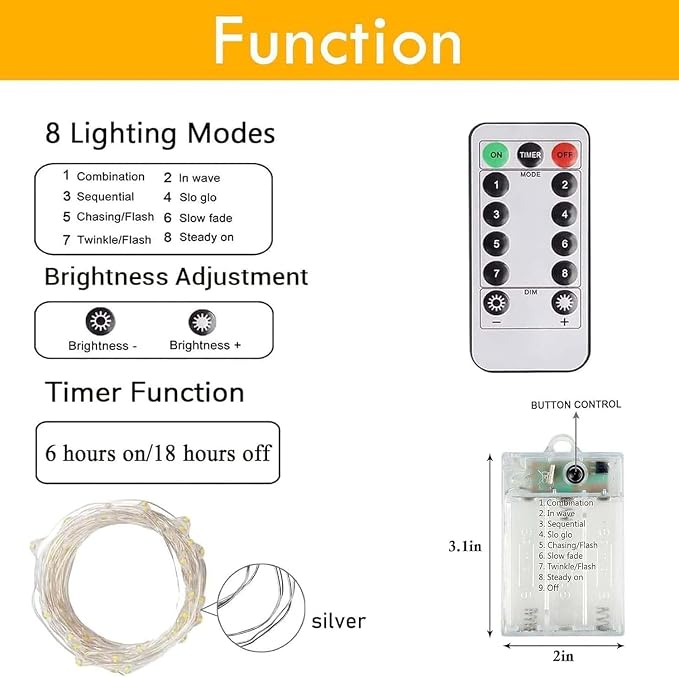 4 Pack Fairy Lights Battery Operated with Remote String Lights Cool White | Each 26FT 80LED, Waterproof Wire, 8 Modes & Timer, Cuttable Twinkle Lights for Christmas Tree Wreath Indoor Outdoor DIY Decor
