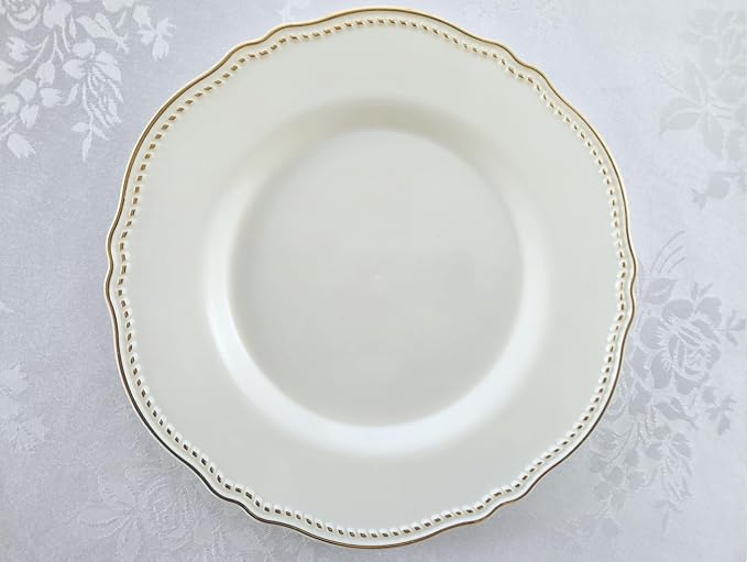 " OCCASIONS " 150pcs set (25 Guests)-Wedding Plastic Plates & cutlery -Disposable heavyweight Dinnerware 10.25'', 7.5'' + Silverware w/double fork (Rochelle Ivory & Gold)