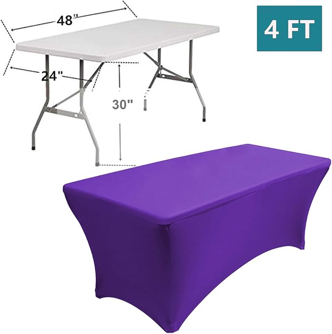 RELIANCER 1 Pack Stretch Spandex Table Covers for Rectangular Tables,4FT Elastic Fitted Tablecloth,Universal Rectangular Table Cloth Protector for Outdoor Party,Wedding,Bar,Birthday,Banquet,Events