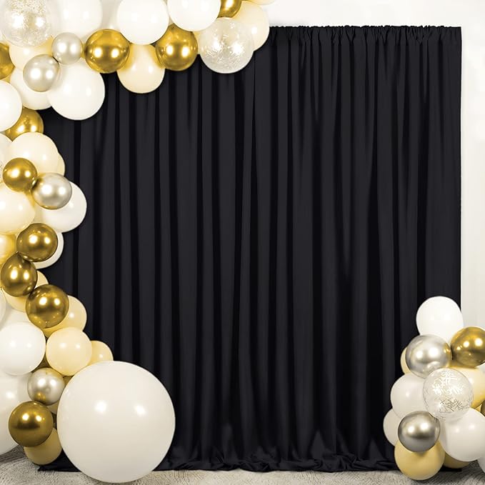 Black Backdrop Curtains Parties: Solid Polyester Backdrop Fabric Wall Backdrops Stage Wedding Decorations Drape 30ftx8ft