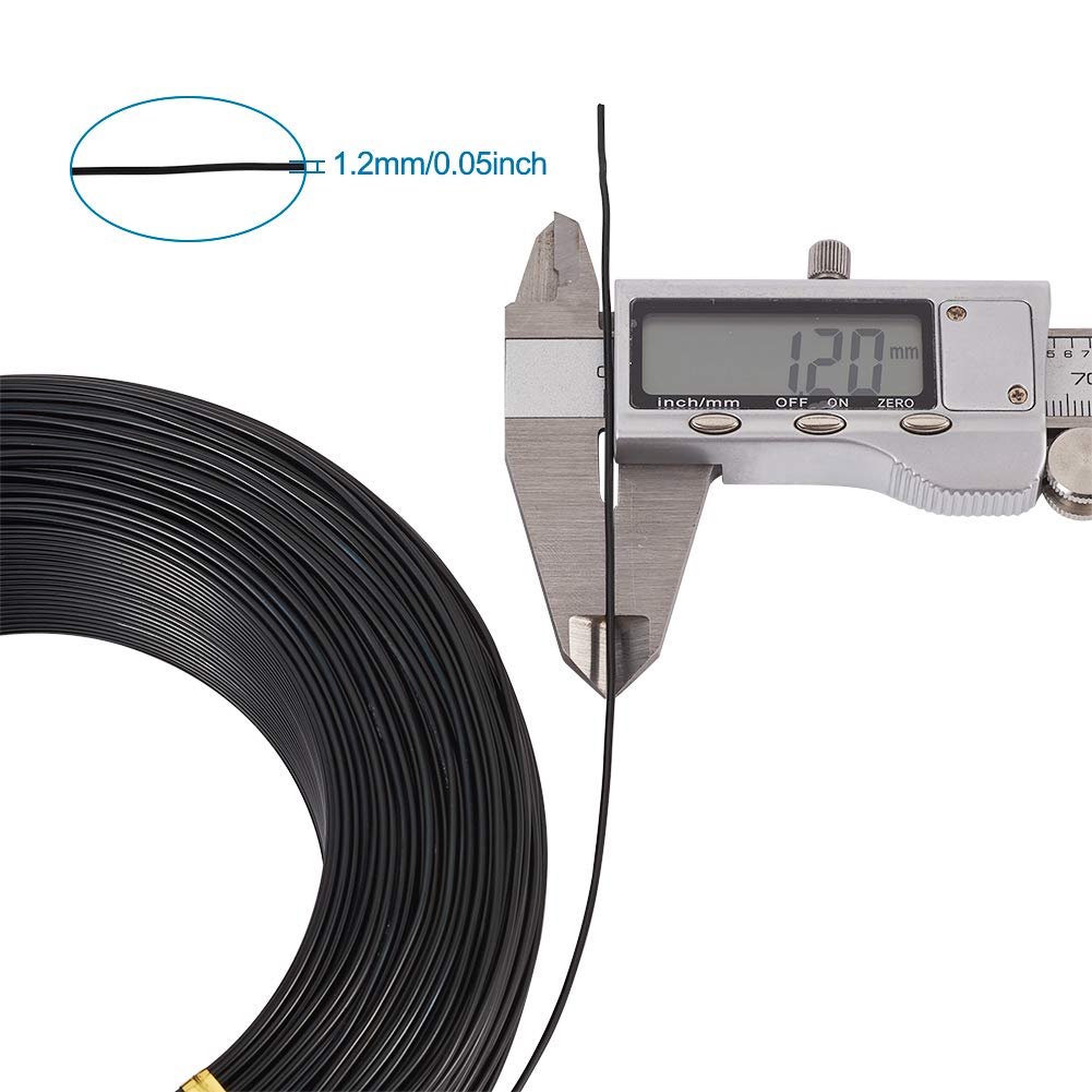 Fashewelry 459 Feet 17 Gauge Aluminum Wire Black Bendable Metal Craft Wire for Beading Jewelry Craft Making (1.2mm)